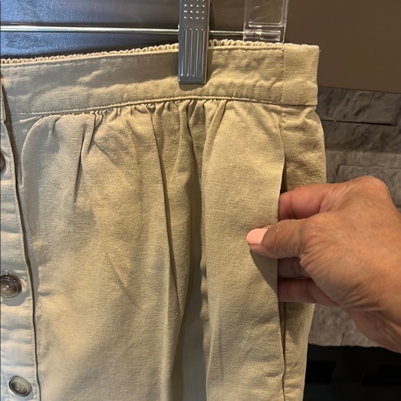 J Crew Beige and Pink Button-Down Linen Cotton Blend Skirt Size Medium - Picture 3 of 11